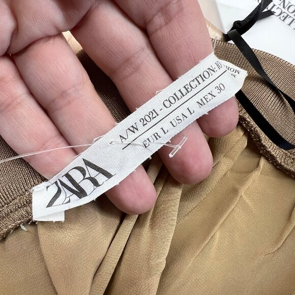 Zara Combination Metallic Floral Mesh Skirt Special Edition Beige Size Large NWT - Picture 6 of 12